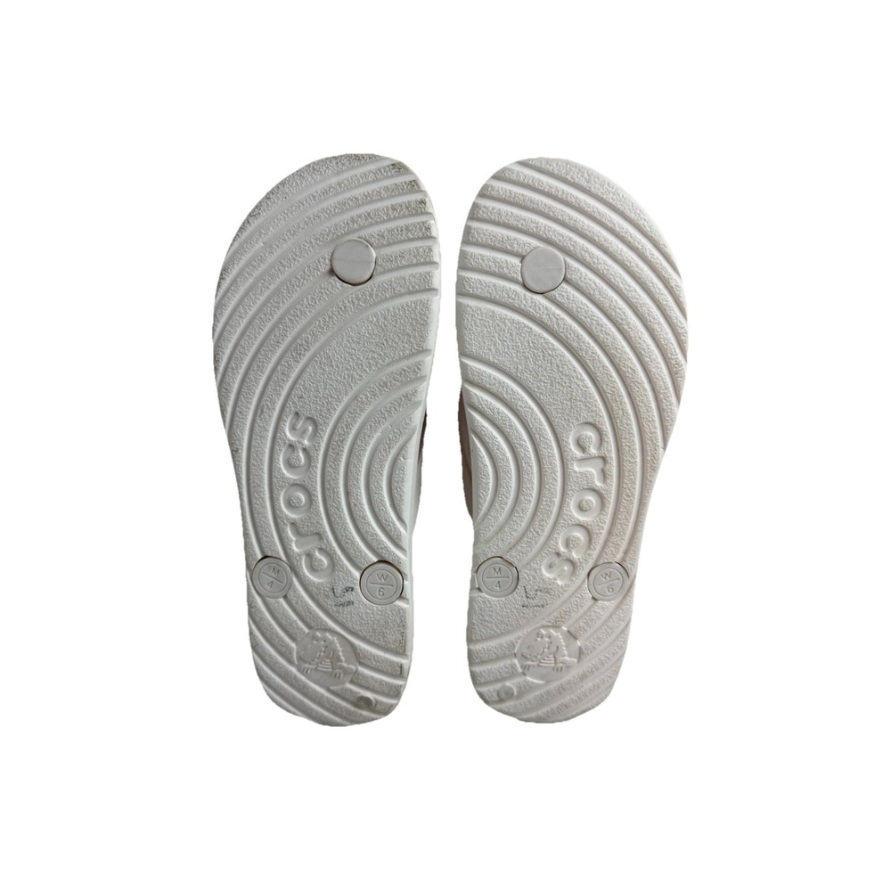 Crocs White Floral Lightweight Rubber Flip Flops Thongs Womens Sandals Size 6 - Picture 8 of 8
